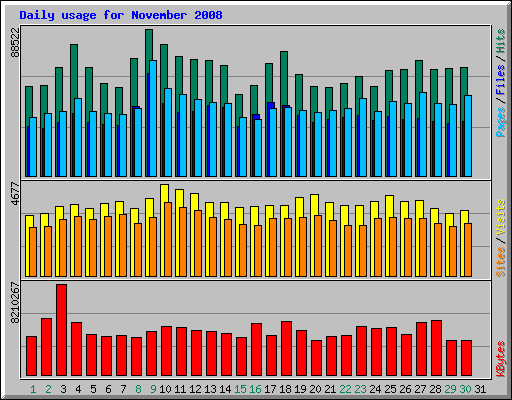 Daily usage for November 2008
