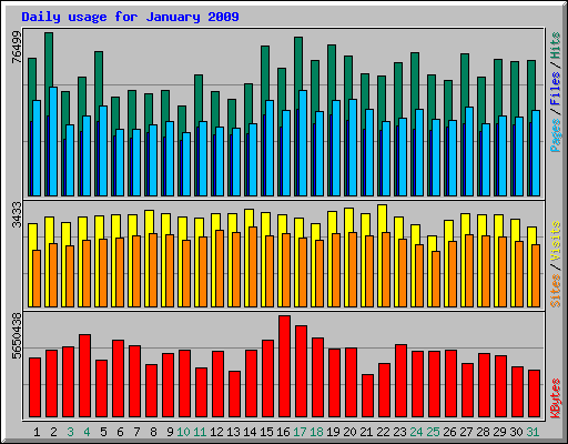 Daily usage for January 2009