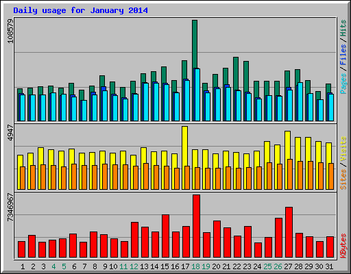 Daily usage for January 2014