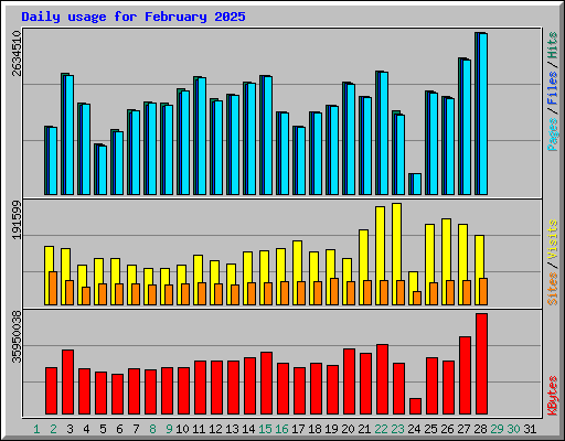 Daily usage for February 2025