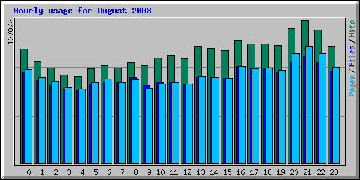 Hourly usage for August 2008