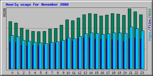 Hourly usage for November 2008