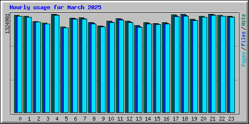 Hourly usage for March 2025